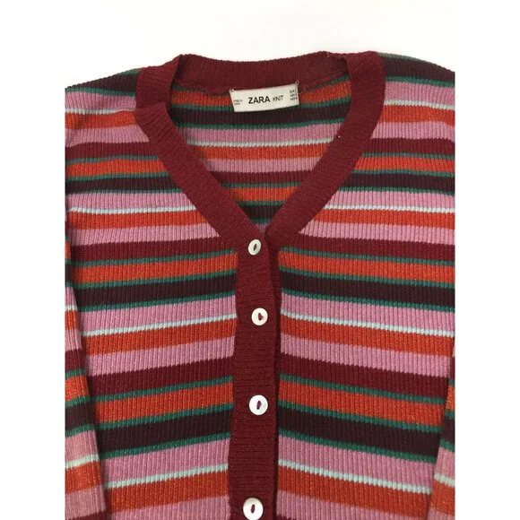 ZARA KNIT SIZE SMALL WOMENS LONG SLEEVE STRIPED SHIRT/CARDIGAN - Picture 4 of 6